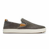 Lae‘ahi Lauhala Men's Leather Slip-On Sneakers - Ash