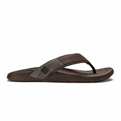 Tuahine Men's Waterproof Leather Beach Sandals - Dark Wood
