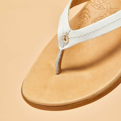 Honu Leather Sandals - Bright White / Golden Sand