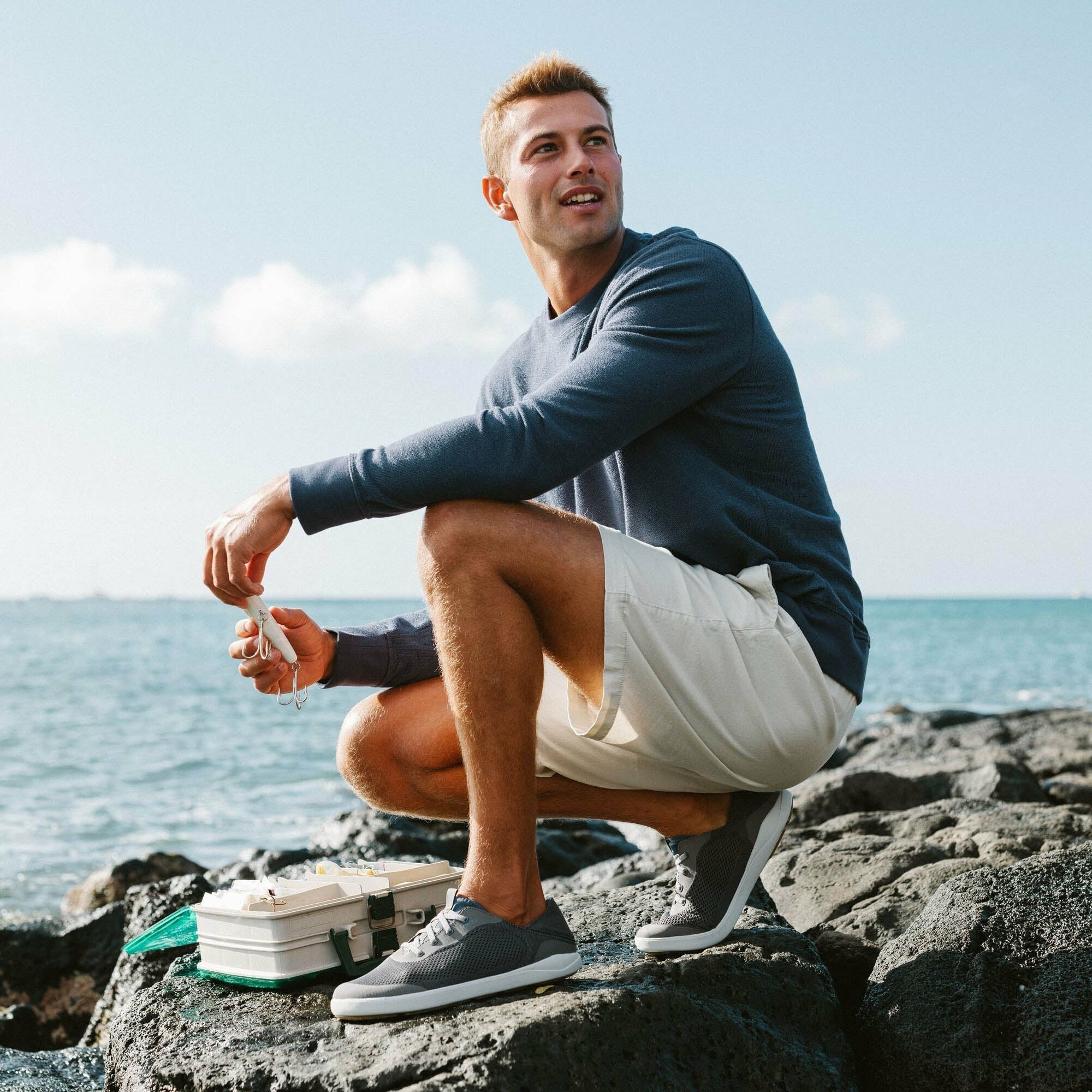 Moku Pae Men's Boat Shoes - Pavement / Vintage Blue