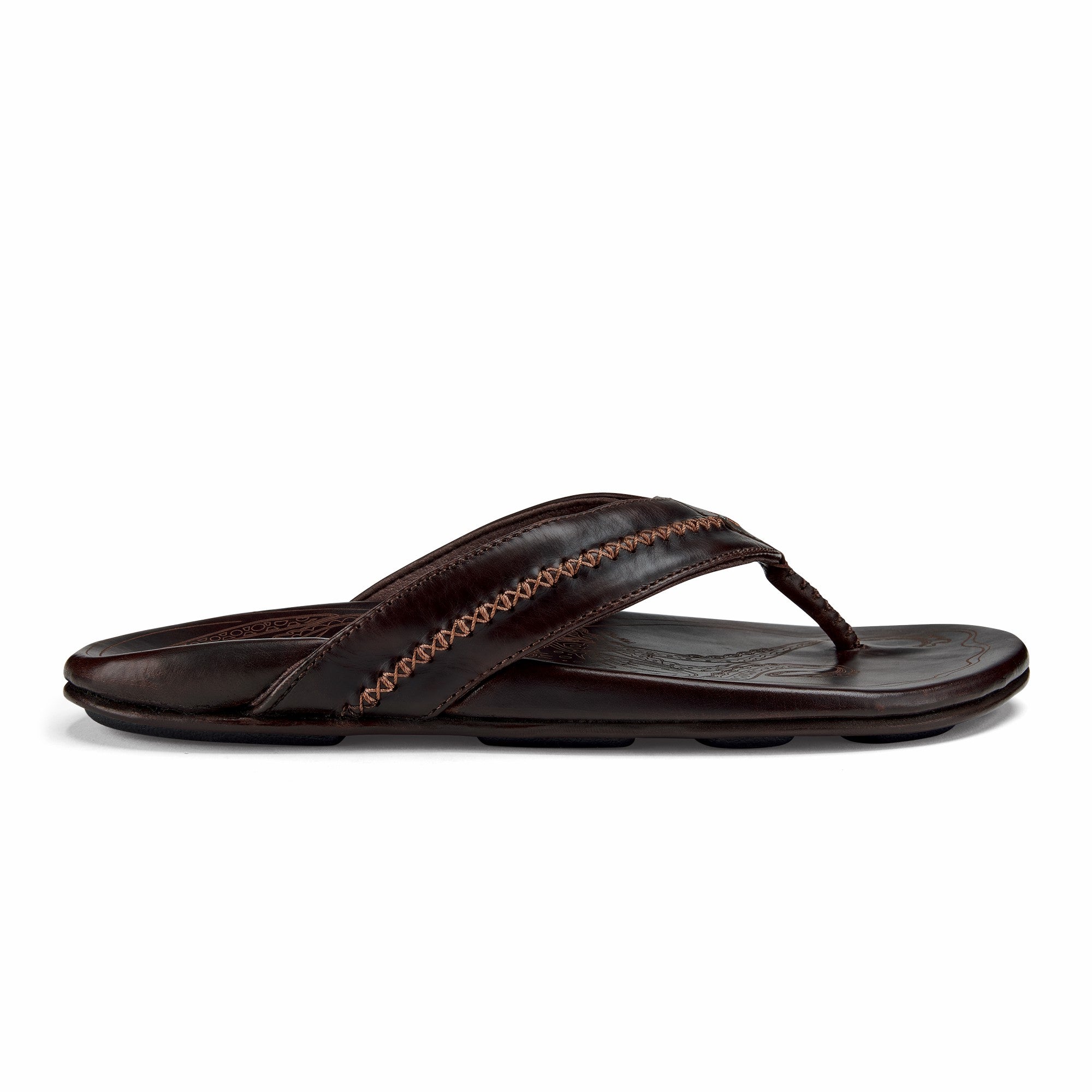 Mea Ola Men's Leather Beach Sandals - Dark Java