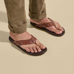 Hiapo - Rum / Dark Wood Leather Beach Sandals
