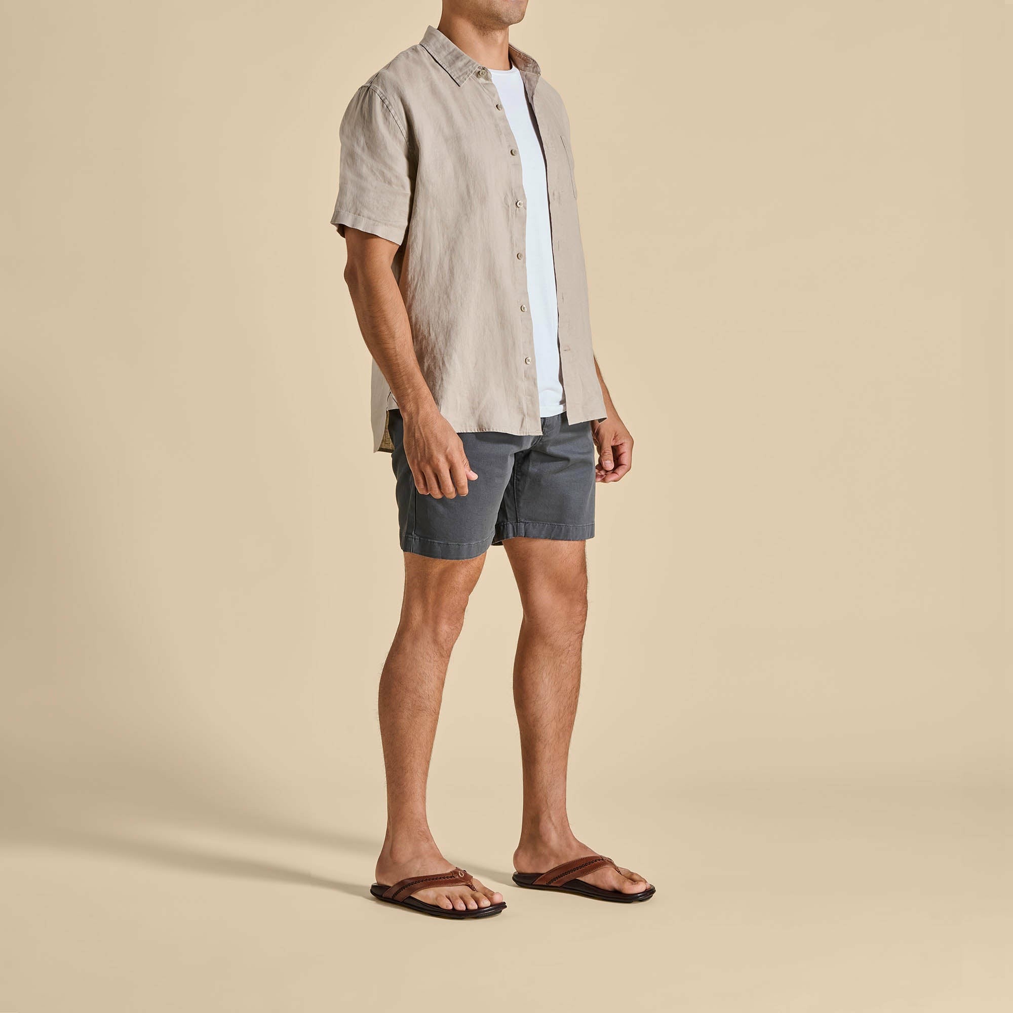 Mea Ola Men's Leather Sandals - Tan / Dark Java
