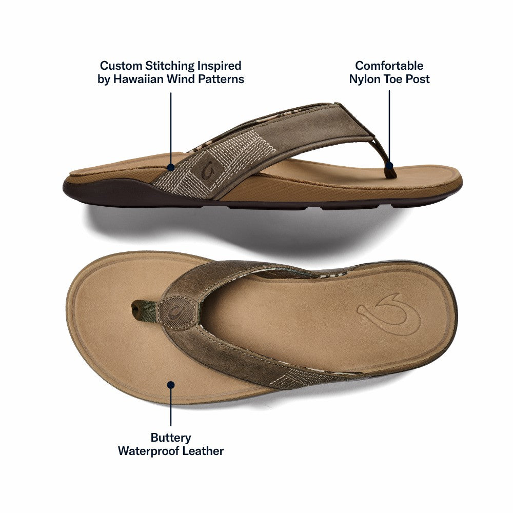 Tuahine Men's Waterproof Leather Beach Sandals - Hunter