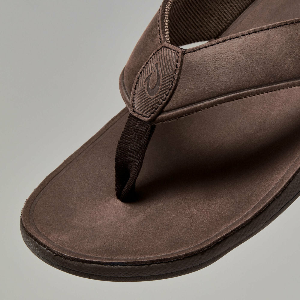 Tuahine Men's Waterproof Leather Beach Sandals - Dark Wood