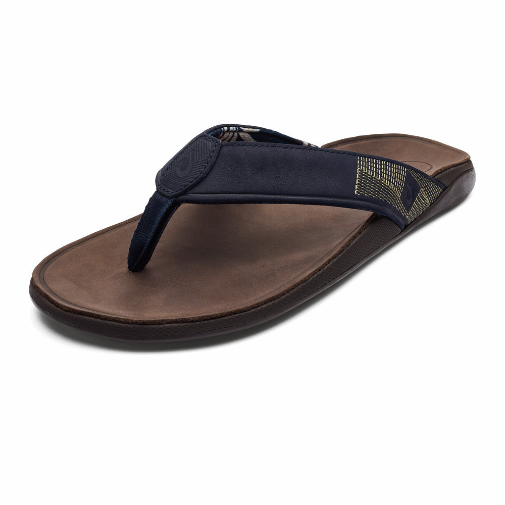 Tuahine Men's Waterproof Leather Beach Sandals - Trench Blue