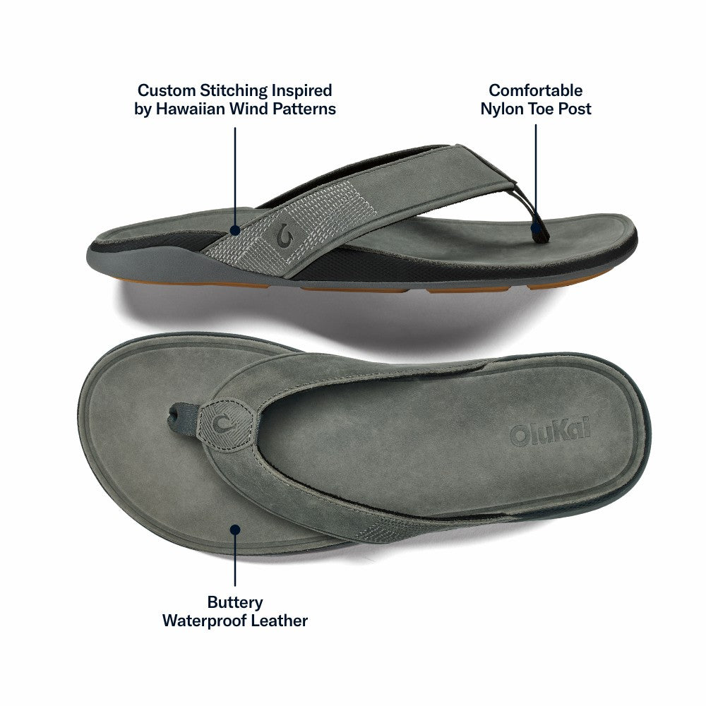 Tuahine Men's Waterproof Leather Beach Sandals - Rock