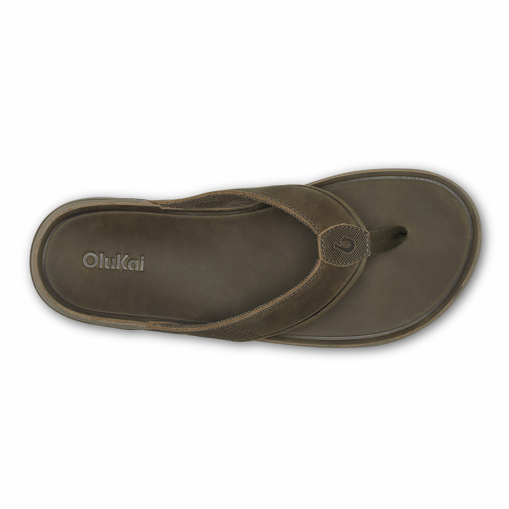 Tuahine Men's Waterproof Leather Beach Sandals - Canteen