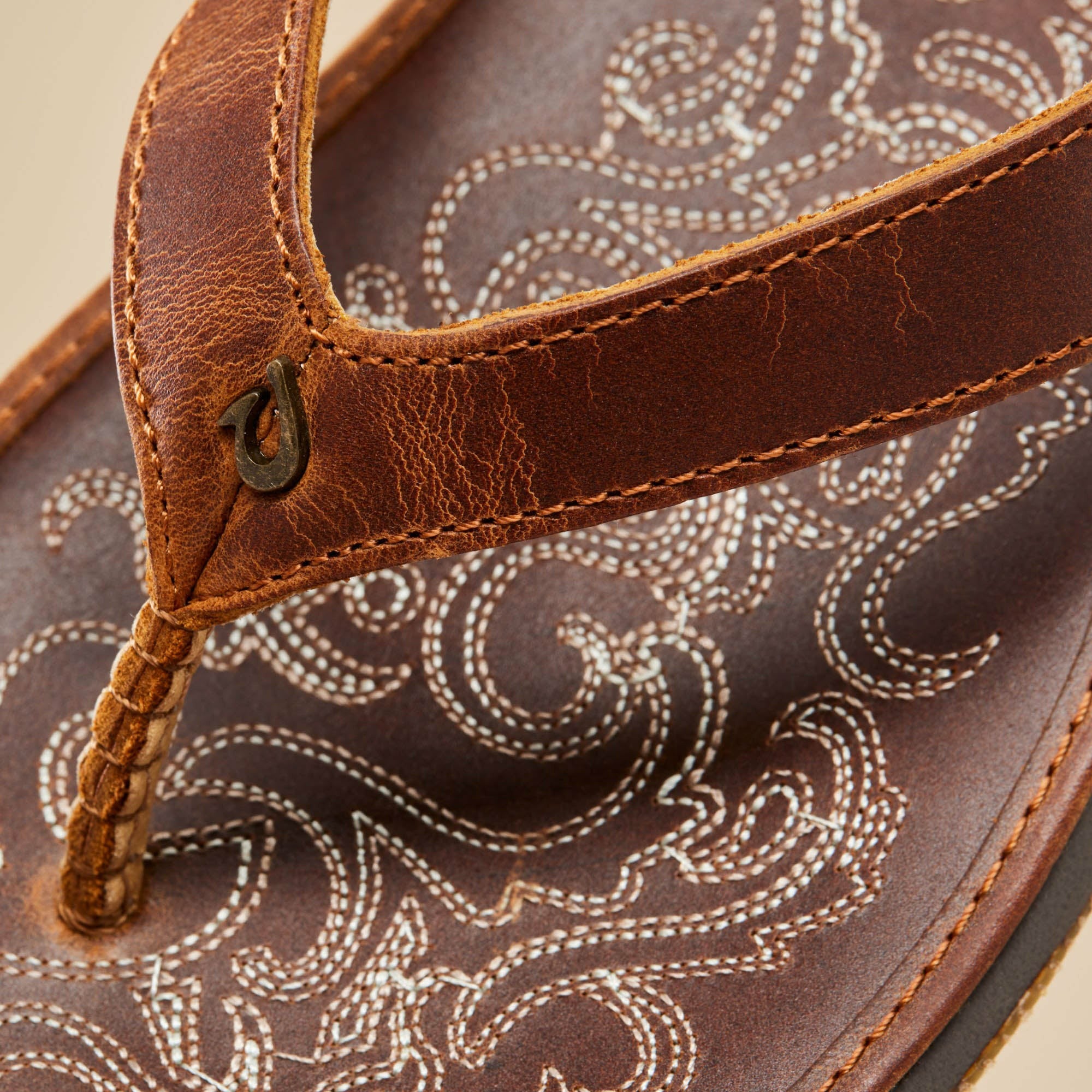 Paniolo Leather Beach Flip Flops - Natural