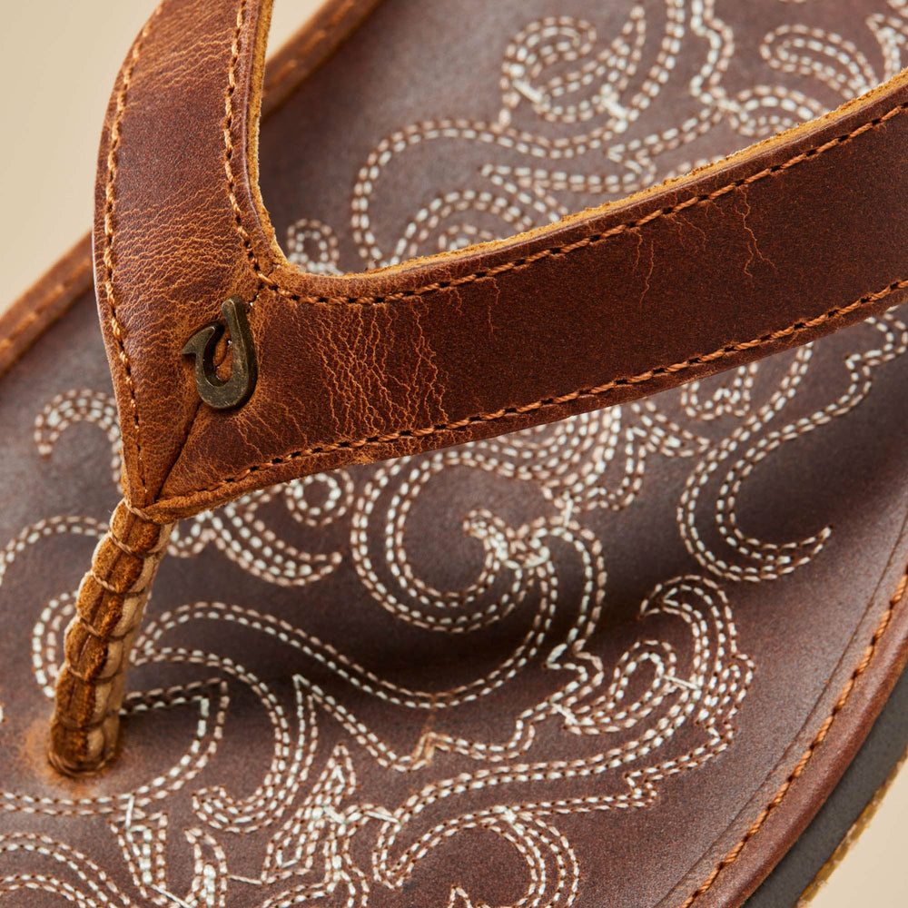 Paniolo Leather Beach Flip Flops - Natural
