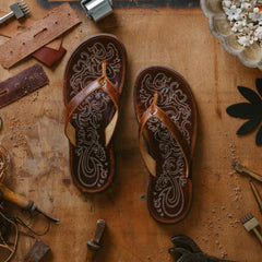 Paniolo Leather Beach Flip Flops - Natural
