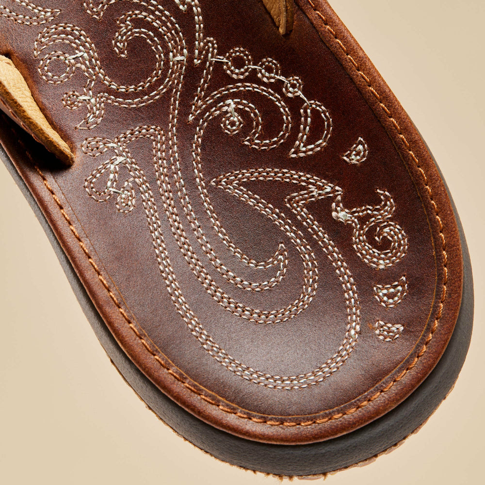 Paniolo Leather Beach Flip Flops - Natural