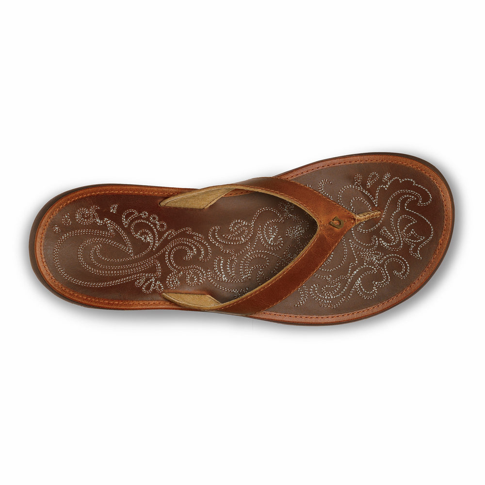 Paniolo Leather Beach Flip Flops - Natural