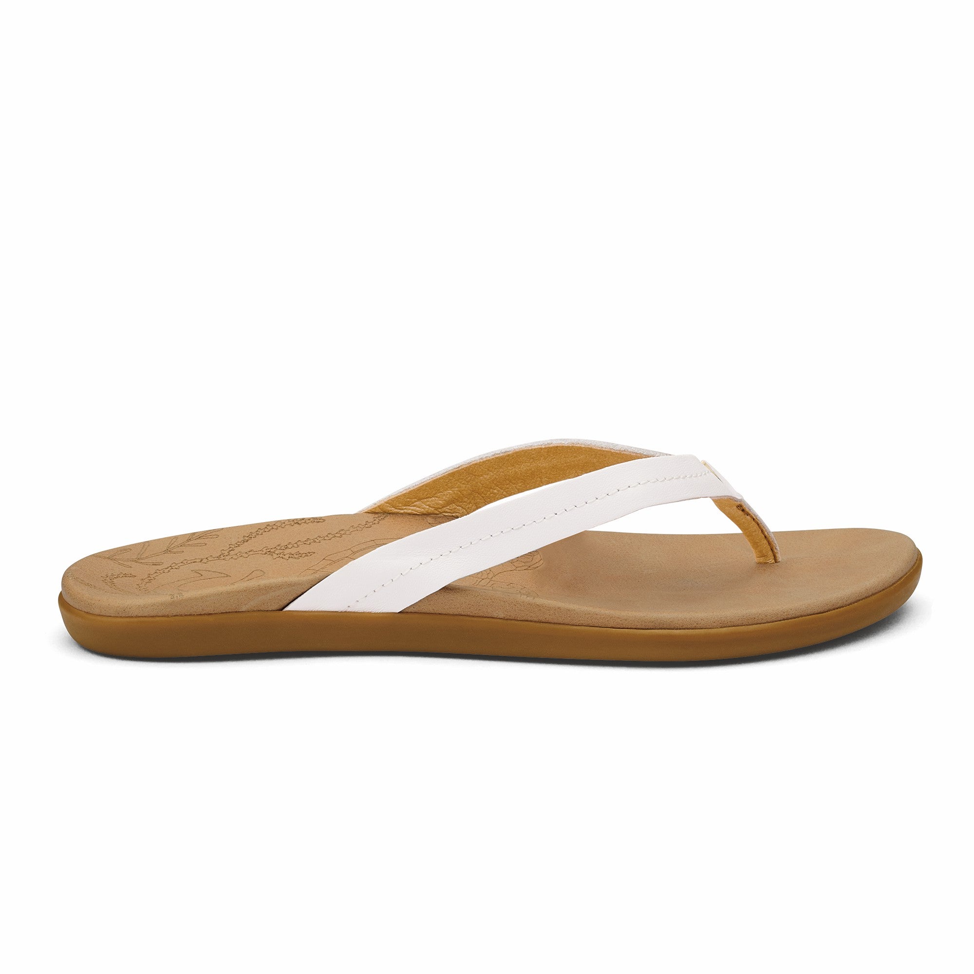 Honu Leather Sandals - Bright White / Golden Sand