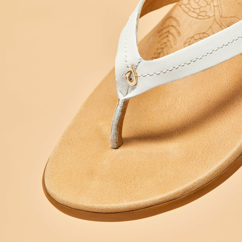 Honu Leather Sandals - Bright White / Golden Sand