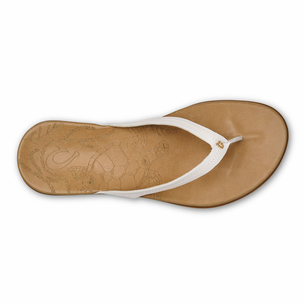 Honu Leather Sandals - Bright White / Golden Sand